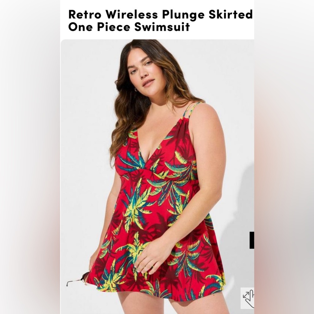 TORRID Retro Wireless Plunge Skirted One Piece Swimsuit 1X